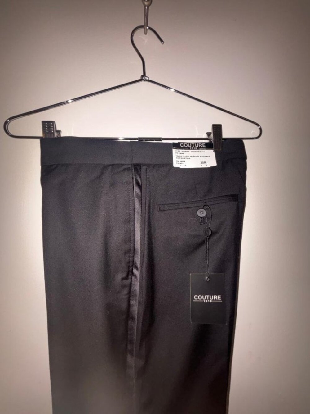 Couture Front Dress Pants Size 28R Black Tuxedo NWT